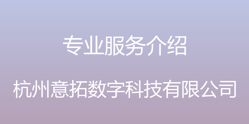 专业服务介绍 - 杭州意拓数字科技有限公司