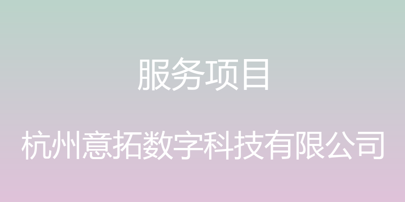 服务项目 - 杭州意拓数字科技有限公司