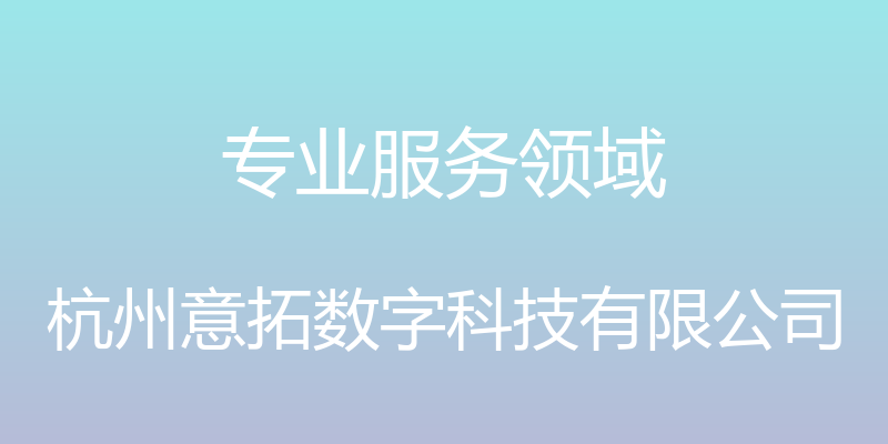 专业服务领域 - 杭州意拓数字科技有限公司